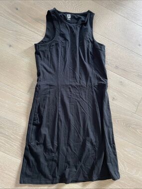 Figs Black Sleeveless travel Midi Dress made in Canada